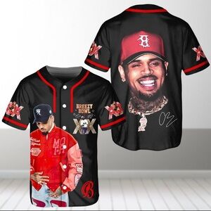 Chris Brown black and Red Graphic Baseball Jersey